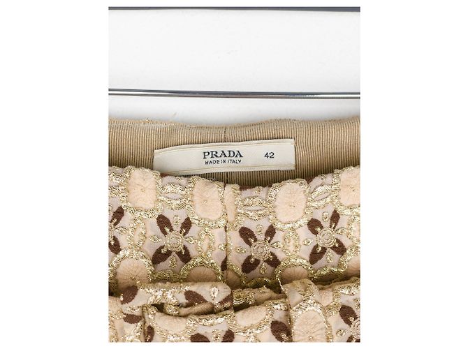 Pantalones de brocado de seda dorada con cinturón Prada SS02 - vista 7
