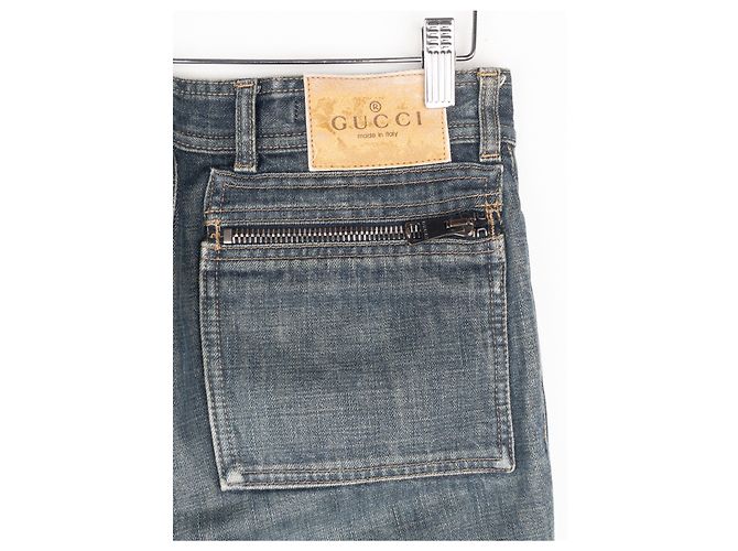 Gucci by Tom Ford SS02 Flared Sanded Bootcut Denim Jeans Blue - vista 4