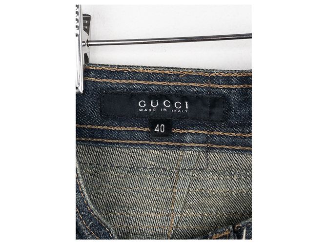 Gucci by Tom Ford SS02 Flared Sanded Bootcut Denim Jeans Blue - vista 5