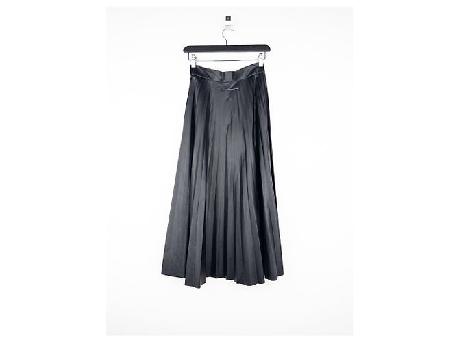 Maison Martin Margiela Gonna maxi plissettata in ecopelle MM6 Maison Margiela Nero - vista 2