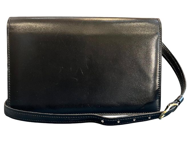 Borsa a tracolla Céline Triomphe in pelle di vitello nera lucida - vista 4