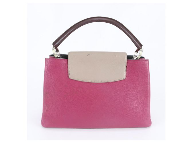 Borsa Louis Vuitton Capucines MM in pelle Taurillon Beige - vista 3