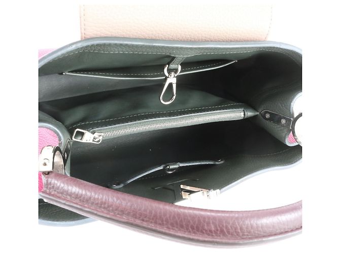 Borsa Louis Vuitton Capucines MM in pelle Taurillon Beige - vista 7