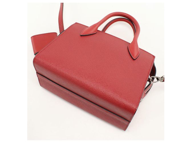 Borsa a mano in pelle Saffiano rossa Prada Rosso - vista 2