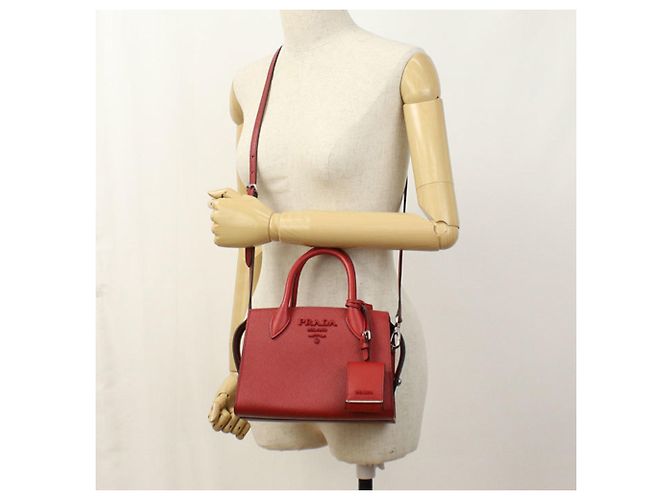 Borsa a mano in pelle Saffiano rossa Prada Rosso - vista 7
