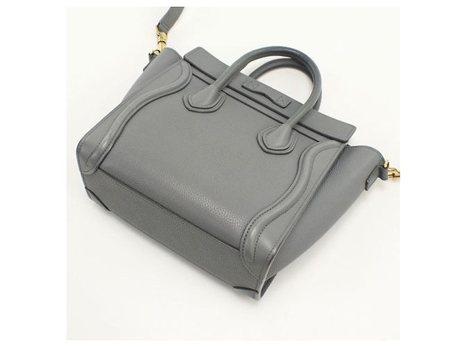 Céline Celine Graue Kalbsleder Tote Tasche Braun - Ansicht 2