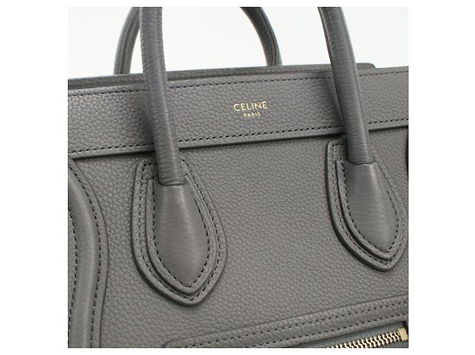 Céline Celine Graue Kalbsleder Tote Tasche Braun - Ansicht 7