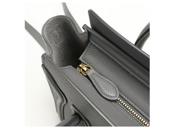 Céline Celine Graue Kalbsleder Tote Tasche Braun - Ansicht 8