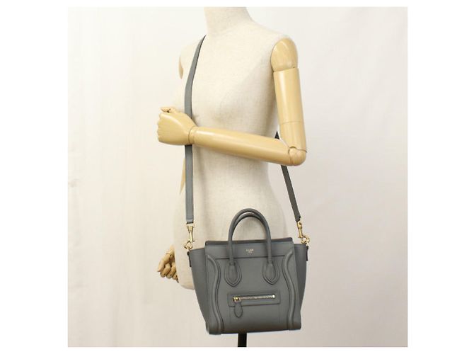 Céline Celine Graue Kalbsleder Tote Tasche Braun - Ansicht 9