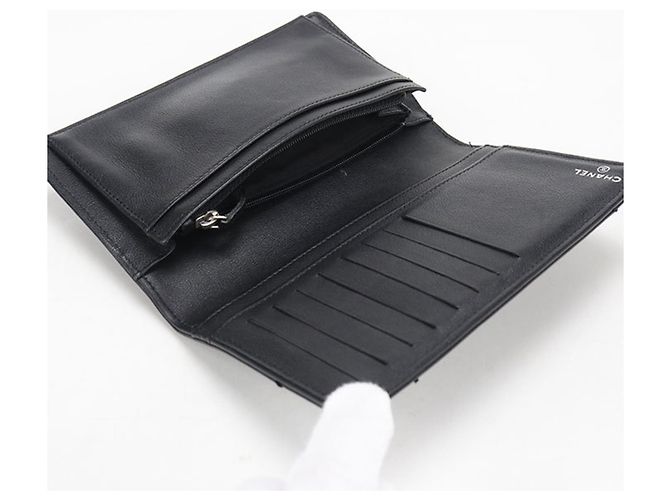 Schwarze bi-fold lange Brieftasche von Chanel - Ansicht 3