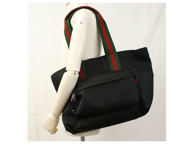 Borsa tote in nylon nero Gucci - vista 8