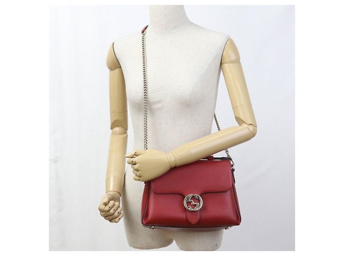Borsa a tracolla in pelle rossa Gucci Rosso - vista 13