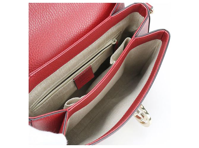 Borsa a tracolla in pelle rossa Gucci Rosso - vista 3