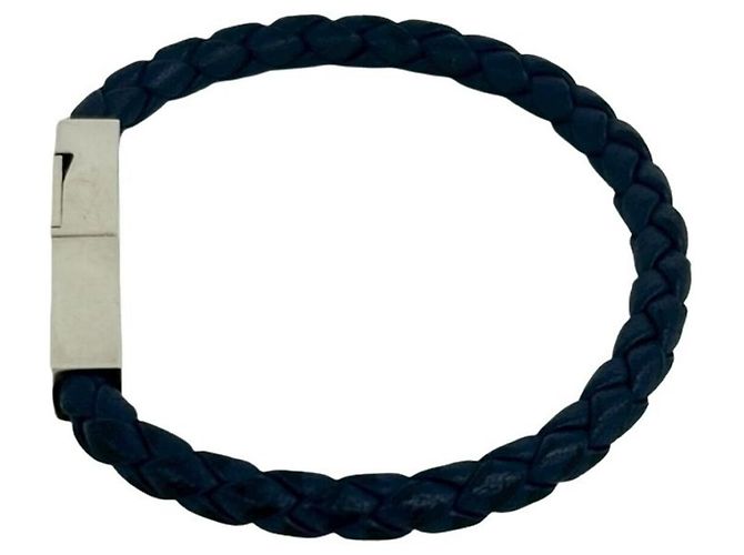 Bracciale in pelle Intrecciato Bottega Veneta Argento Blu navy - vista 5