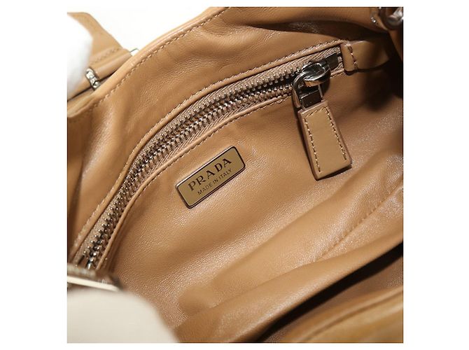 Borsa a mano in pelle nappa marrone Prada - vista 4