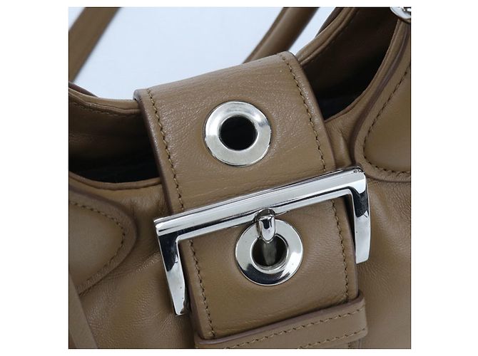 Borsa a mano in pelle nappa marrone Prada - vista 5
