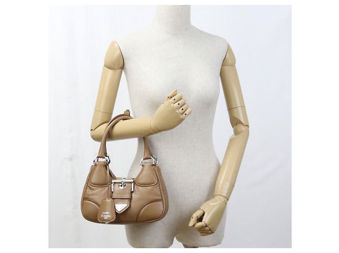 Borsa a mano in pelle nappa marrone Prada - vista 8