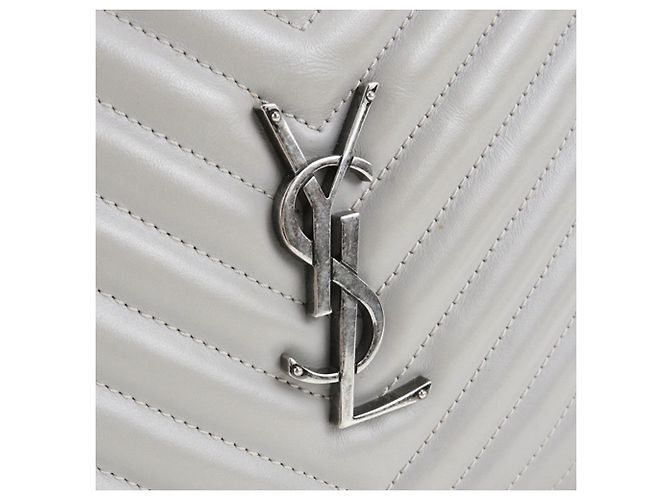 Borsa a tracolla in pelle grigia Saint Laurent Marrone - vista 11