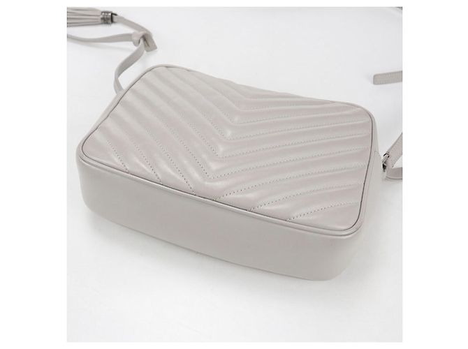 Borsa a tracolla in pelle grigia Saint Laurent Marrone - vista 2