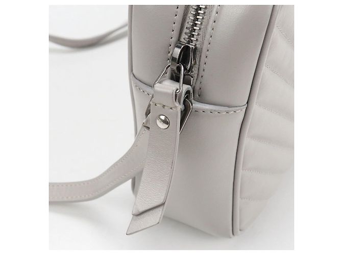 Borsa a tracolla in pelle grigia Saint Laurent Marrone - vista 6