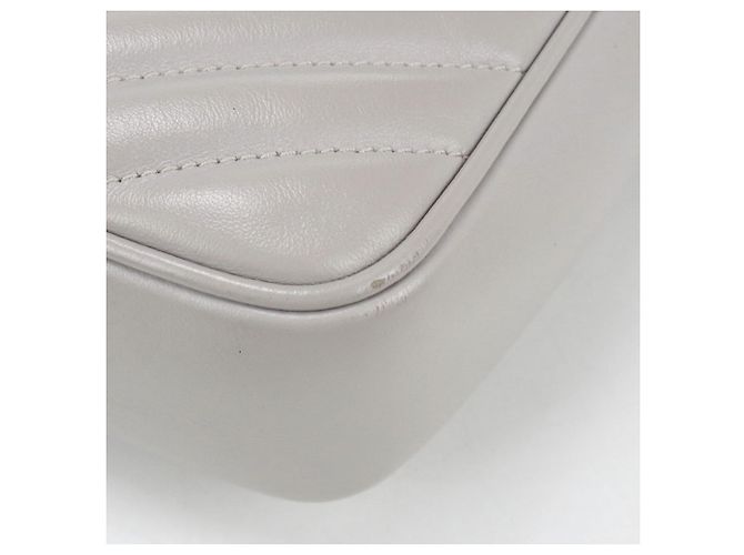 Borsa a tracolla in pelle grigia Saint Laurent Marrone - vista 9