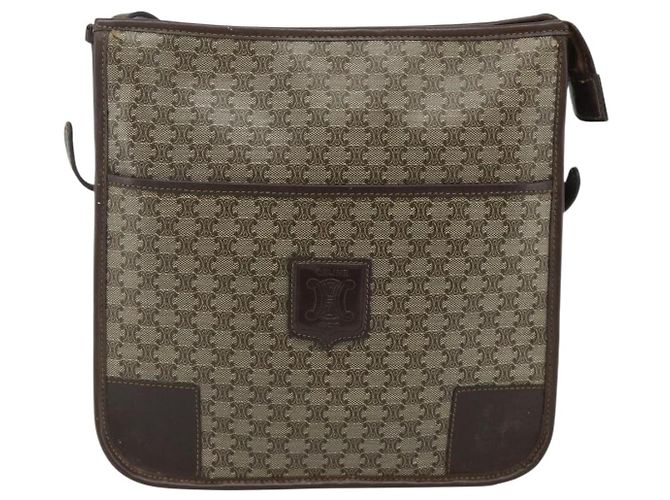 Céline Borsa a Spalla in Tela Macadam CELINE PVC Beige Oro Auth bs34714 D'oro - vista 2