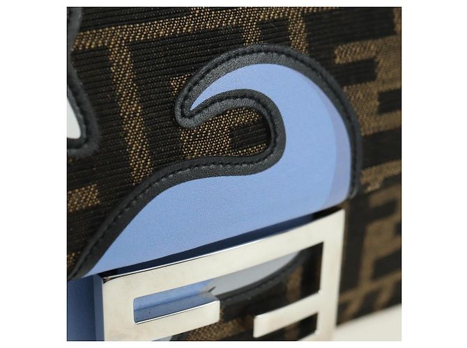 FENDI Zucca Tela Miniryu FRGMT x POKMON Mamma Baguette Nero Auth 167247SM Marrone - vista 18