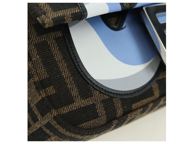 FENDI Zucca Tela Miniryu FRGMT x POKMON Mamma Baguette Nero Auth 167247SM Marrone - vista 19