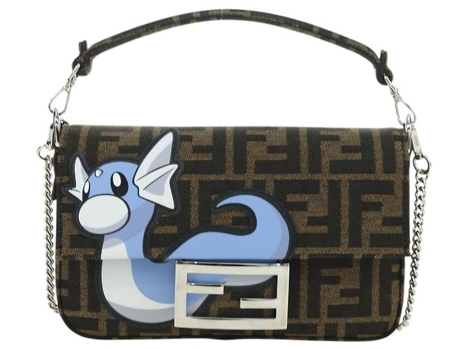 FENDI Zucca Tela Miniryu FRGMT x POKMON Mamma Baguette Nero Auth 167247SM Marrone - vista 2
