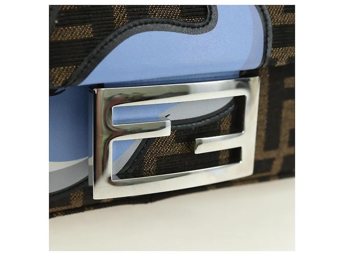 FENDI Zucca Tela Miniryu FRGMT x POKMON Mamma Baguette Nero Auth 167247SM Marrone - vista 20