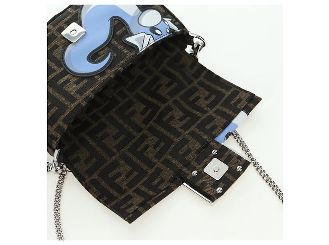 FENDI Zucca Tela Miniryu FRGMT x POKMON Mamma Baguette Nero Auth 167247SM Marrone - vista 21