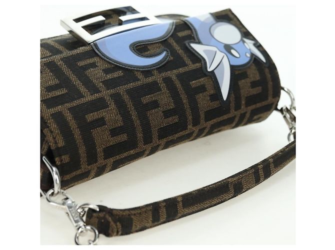 FENDI Zucca Tela Miniryu FRGMT x POKMON Mamma Baguette Nero Auth 167247SM Marrone - vista 6