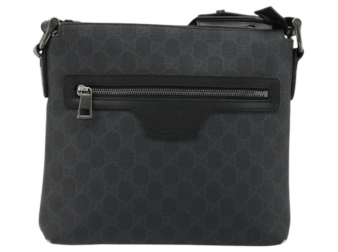 Sac à bandoulière GG Supreme en PVC noir et argent de GUCCI 387514 Auth 175909 Argenté - vue 2