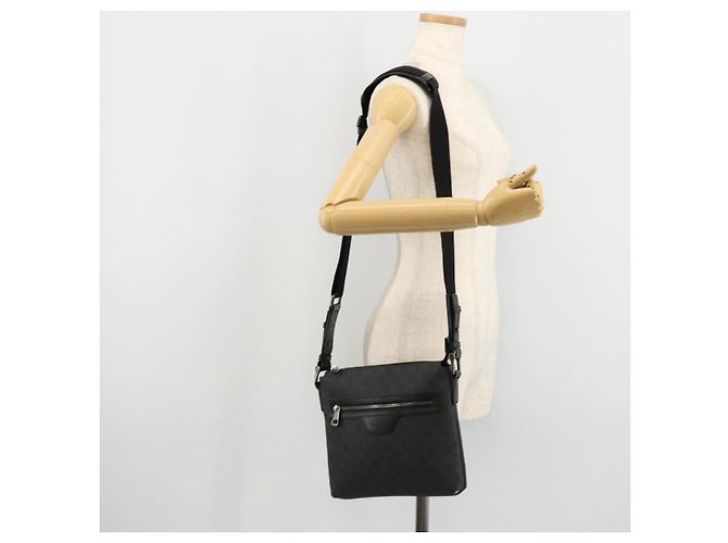 Sac à bandoulière GG Supreme en PVC noir et argent de GUCCI 387514 Auth 175909 Argenté - vue 25