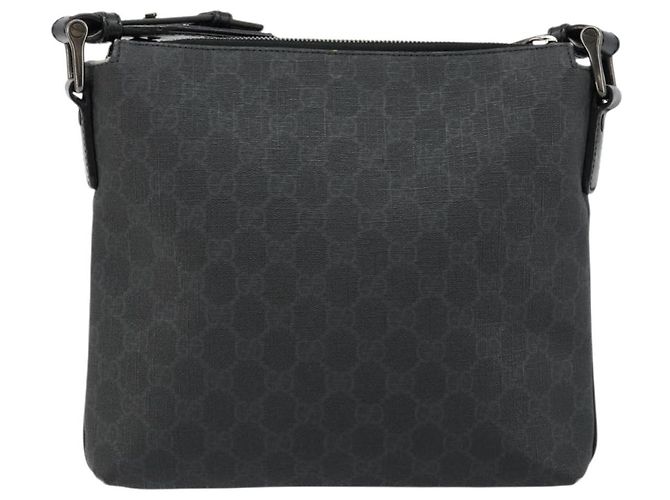 Sac à bandoulière GG Supreme en PVC noir et argent de GUCCI 387514 Auth 175909 Argenté - vue 3