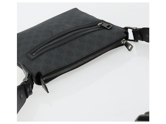 Sac à bandoulière GG Supreme en PVC noir et argent de GUCCI 387514 Auth 175909 Argenté - vue 6