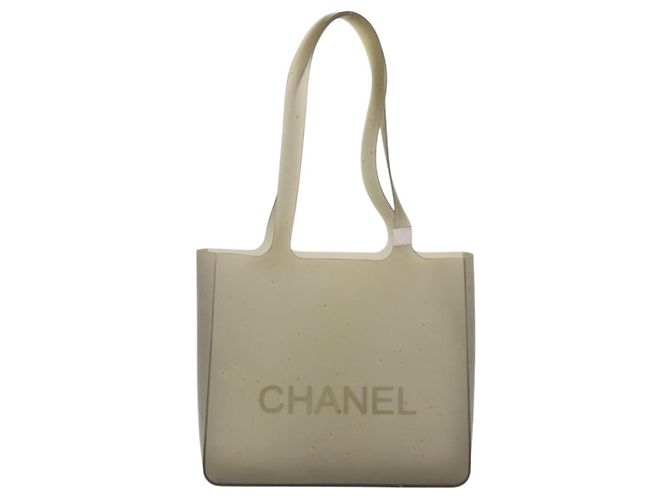 CHANEL Borsa Tote in Gomma Grigia Argento CC Auth 176921 Marrone - vista 2