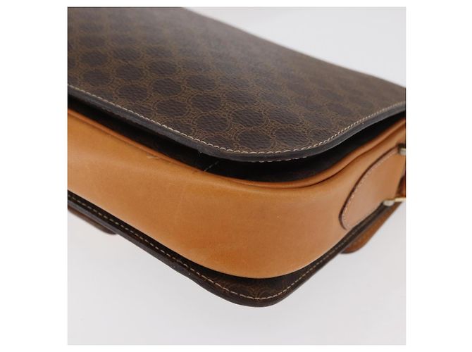 Céline Borsa in tela Macadam Celine con motivo carrozza in PVC pelle marrone oro Auth 177443A - vista 13