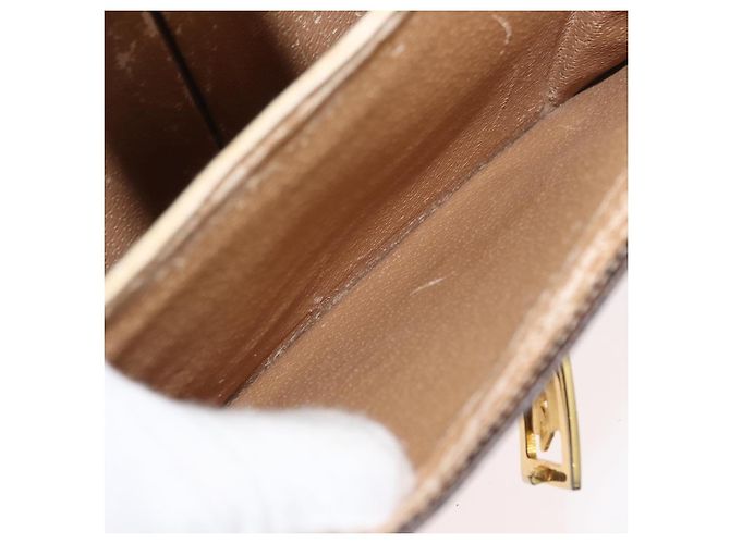 Céline Borsa in tela Macadam Celine con motivo carrozza in PVC pelle marrone oro Auth 177443A - vista 21