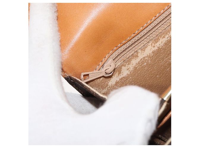 Céline Borsa in tela Macadam Celine con motivo carrozza in PVC pelle marrone oro Auth 177443A - vista 22
