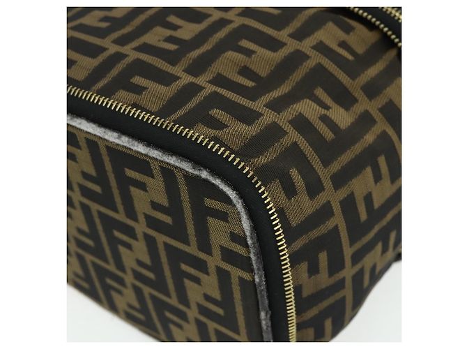 FENDI Borsa Vanity in Tela Zucca Marrone Nera Auth 176697 Nero - vista 10