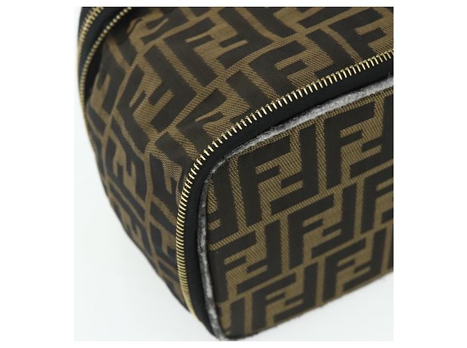 FENDI Borsa Vanity in Tela Zucca Marrone Nera Auth 176697 Nero - vista 11