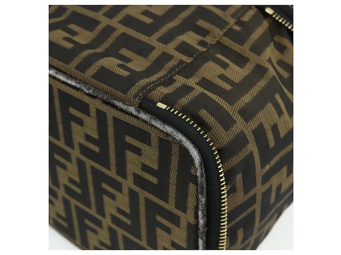 FENDI Borsa Vanity in Tela Zucca Marrone Nera Auth 176697 Nero - vista 12