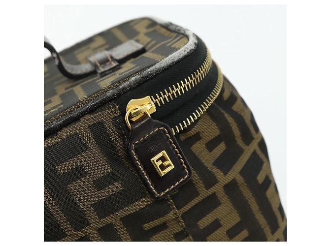 FENDI Borsa Vanity in Tela Zucca Marrone Nera Auth 176697 Nero - vista 14