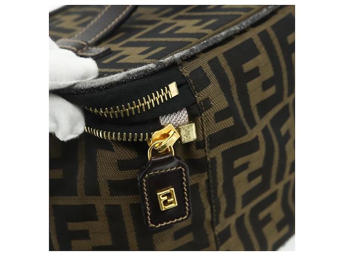 FENDI Borsa Vanity in Tela Zucca Marrone Nera Auth 176697 Nero - vista 15
