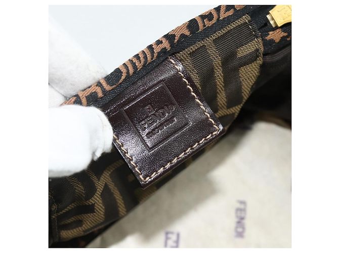 FENDI Borsa Vanity in Tela Zucca Marrone Nera Auth 176697 Nero - vista 16