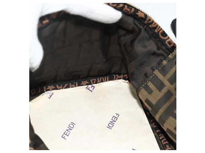 FENDI Borsa Vanity in Tela Zucca Marrone Nera Auth 176697 Nero - vista 19