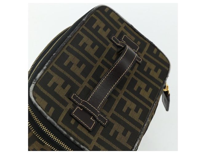 FENDI Borsa Vanity in Tela Zucca Marrone Nera Auth 176697 Nero - vista 6