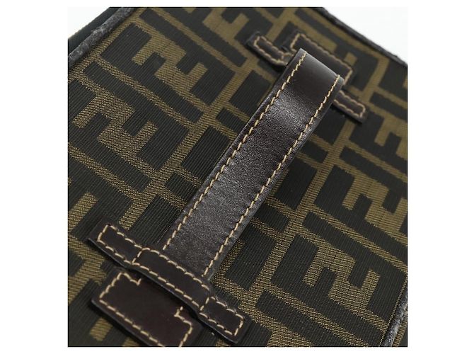 FENDI Borsa Vanity in Tela Zucca Marrone Nera Auth 176697 Nero - vista 7