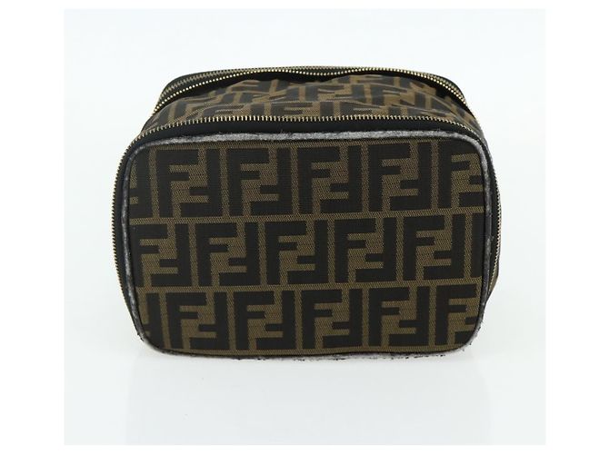 FENDI Borsa Vanity in Tela Zucca Marrone Nera Auth 176697 Nero - vista 9